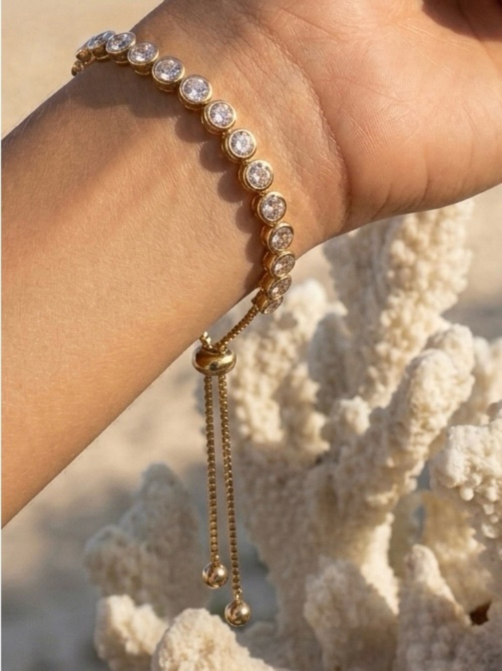 Elegant Gold and Diamond like Bracelet